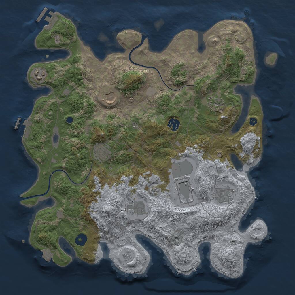 Rust Map: Procedural Map, Size: 3700, Seed: 26849259, 14 Monuments