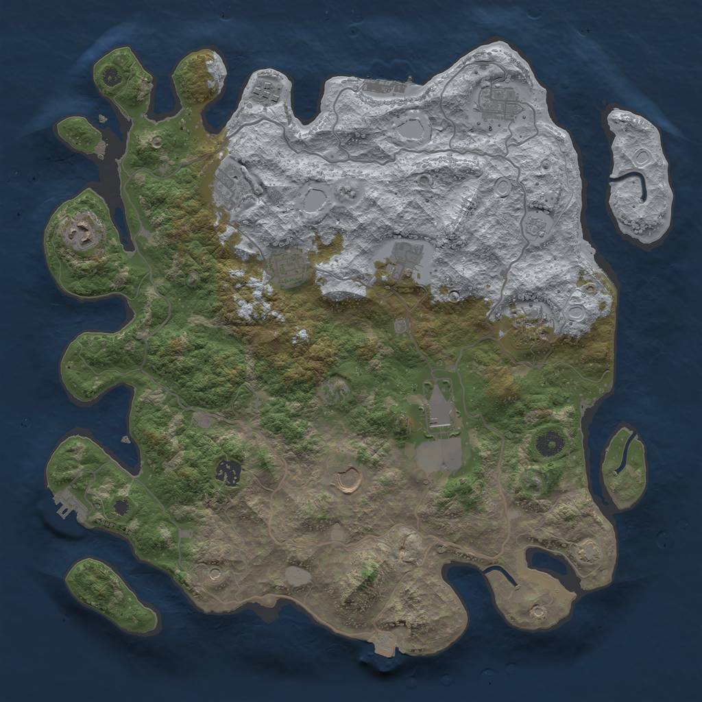 Rust Map: Procedural Map, Size: 4000, Seed: 1365606290, 18 Monuments