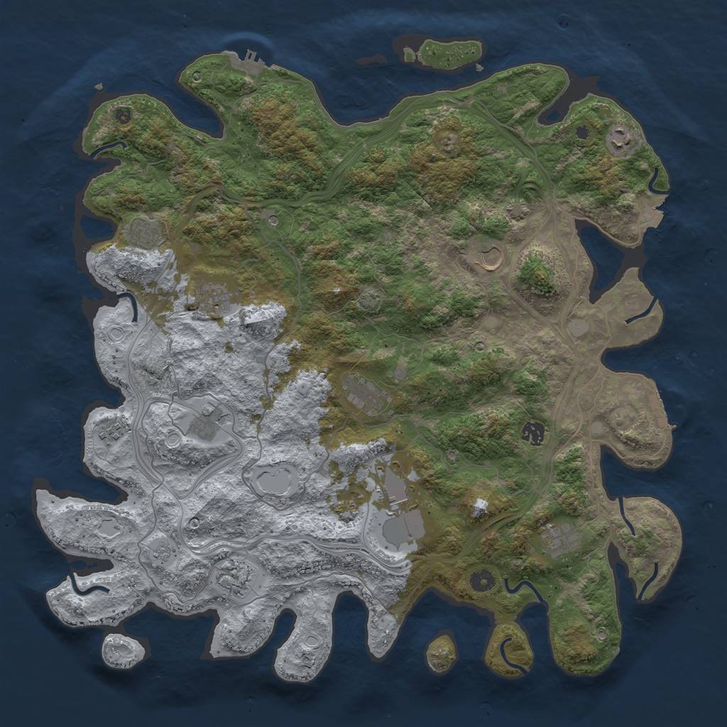 Rust Map: Procedural Map, Size: 4600, Seed: 4467097, 19 Monuments