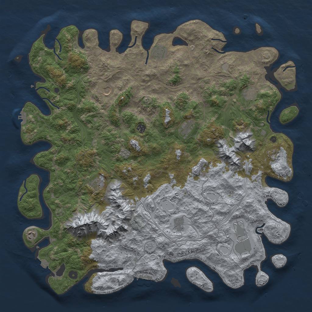 Rust Map: Procedural Map, Size: 5250, Seed: 2104940298, 19 Monuments