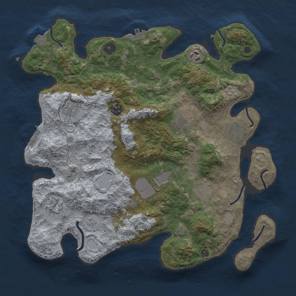 Rust Map: Procedural Map, Size: 3750, Seed: 1541829423, 17 Monuments