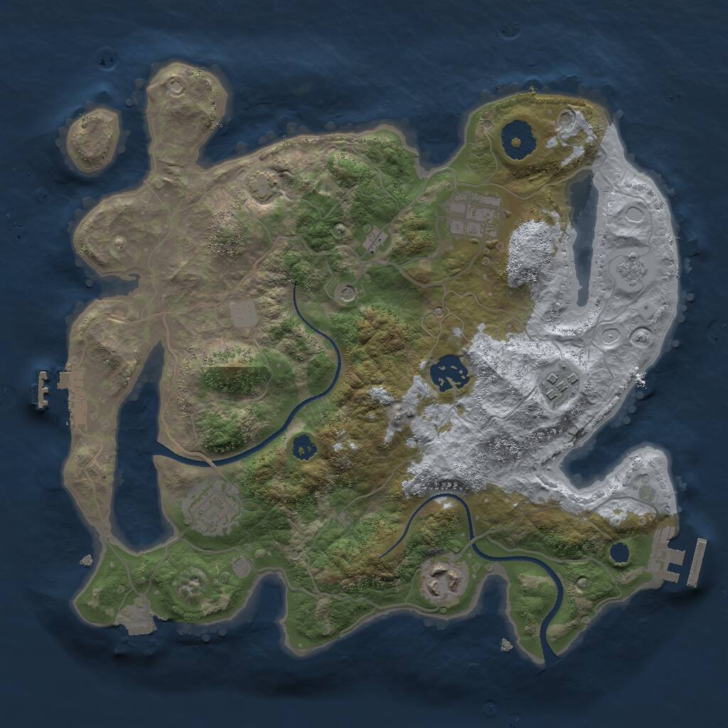 Rust Map: Procedural Map, Size: 3000, Seed: 1316034487, 11 Monuments