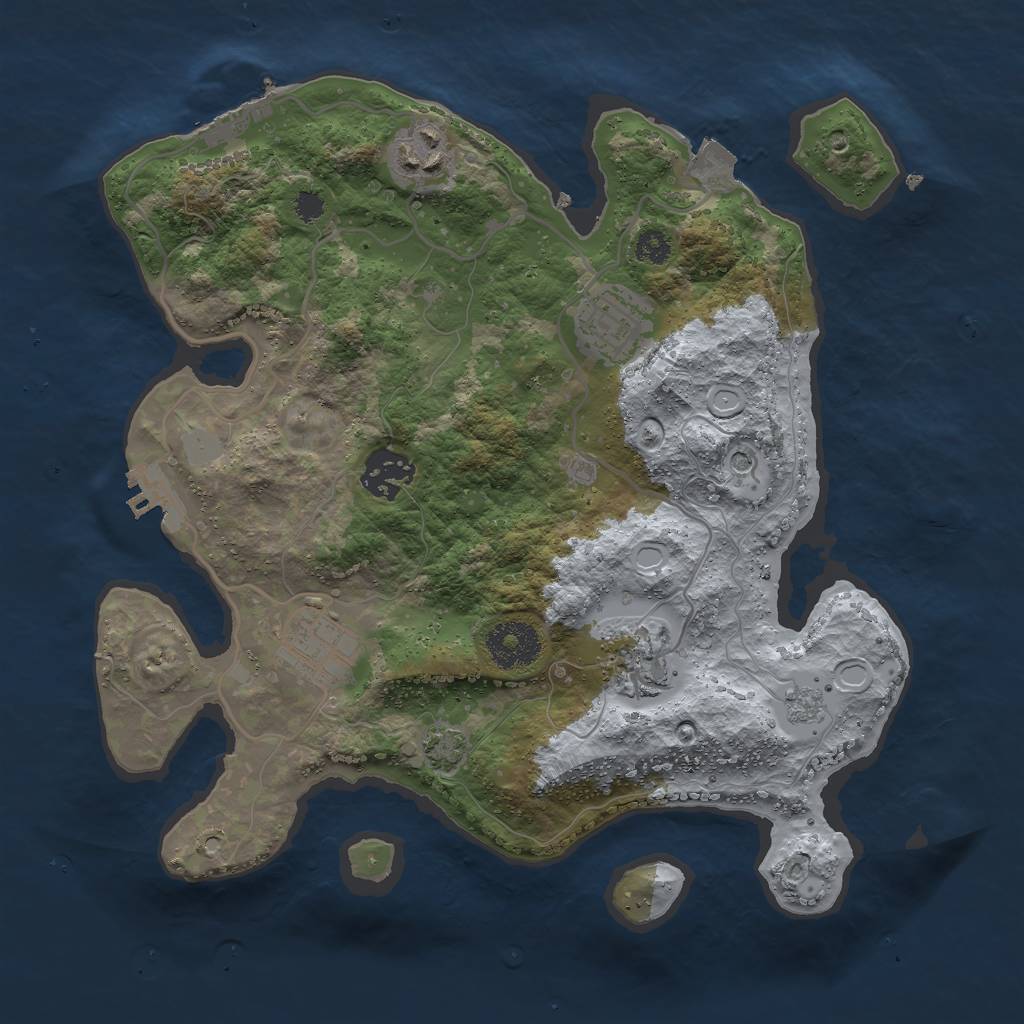 Rust Map: Procedural Map, Size: 3000, Seed: 1036822225, 13 Monuments