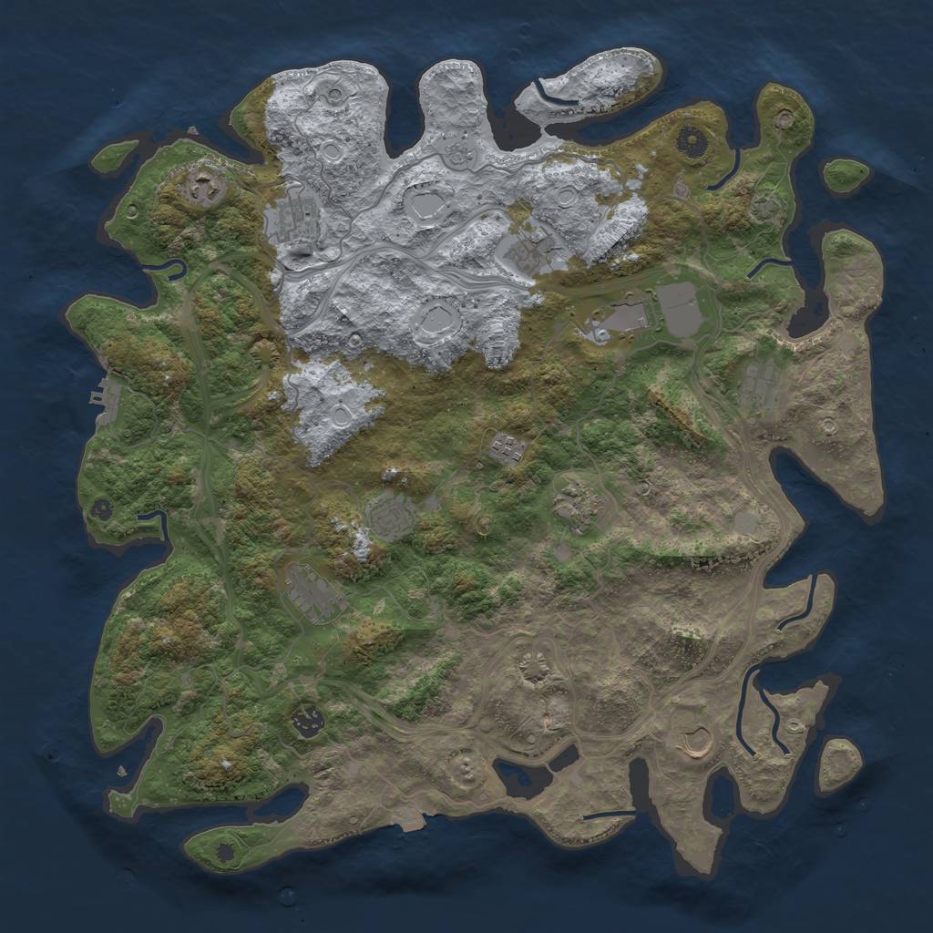 Rust Map: Procedural Map, Size: 4500, Seed: 1691096011, 18 Monuments