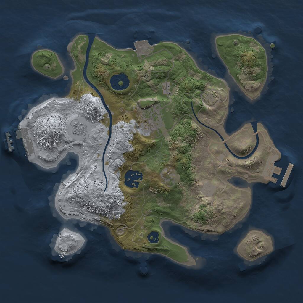 Rust Map: Procedural Map, Size: 2500, Seed: 175993954, 7 Monuments