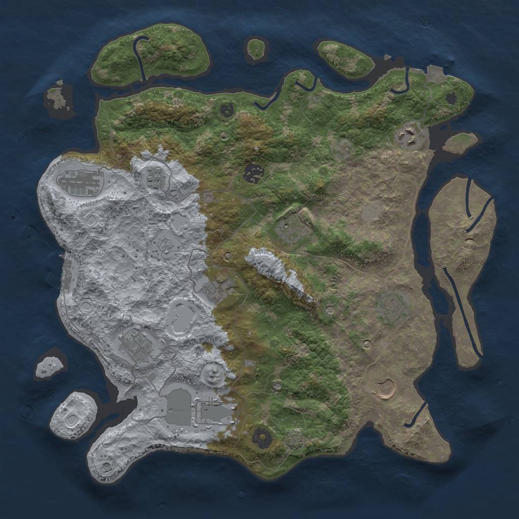 Rust Map: Procedural Map, Size: 3800, Seed: 20159939, 17 Monuments