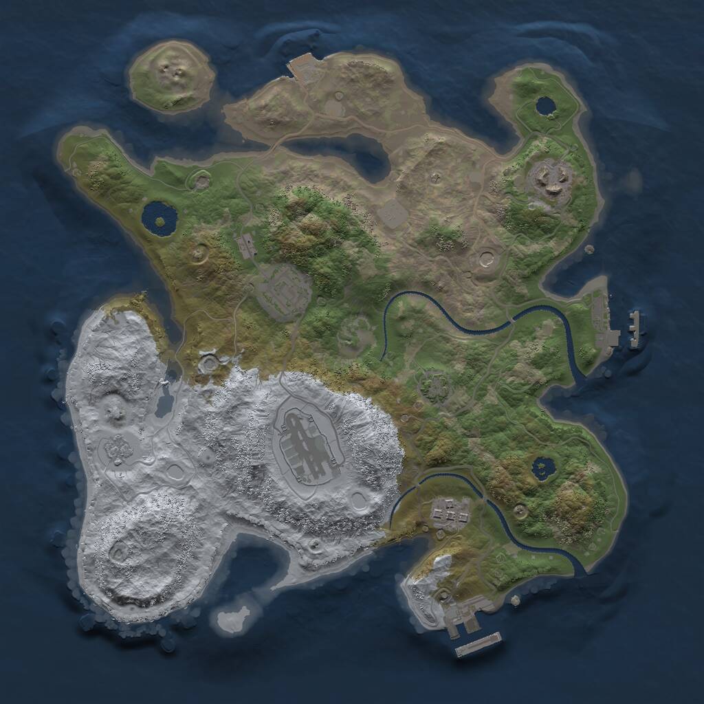 Rust Map: Procedural Map, Size: 3000, Seed: 1233622071, 10 Monuments