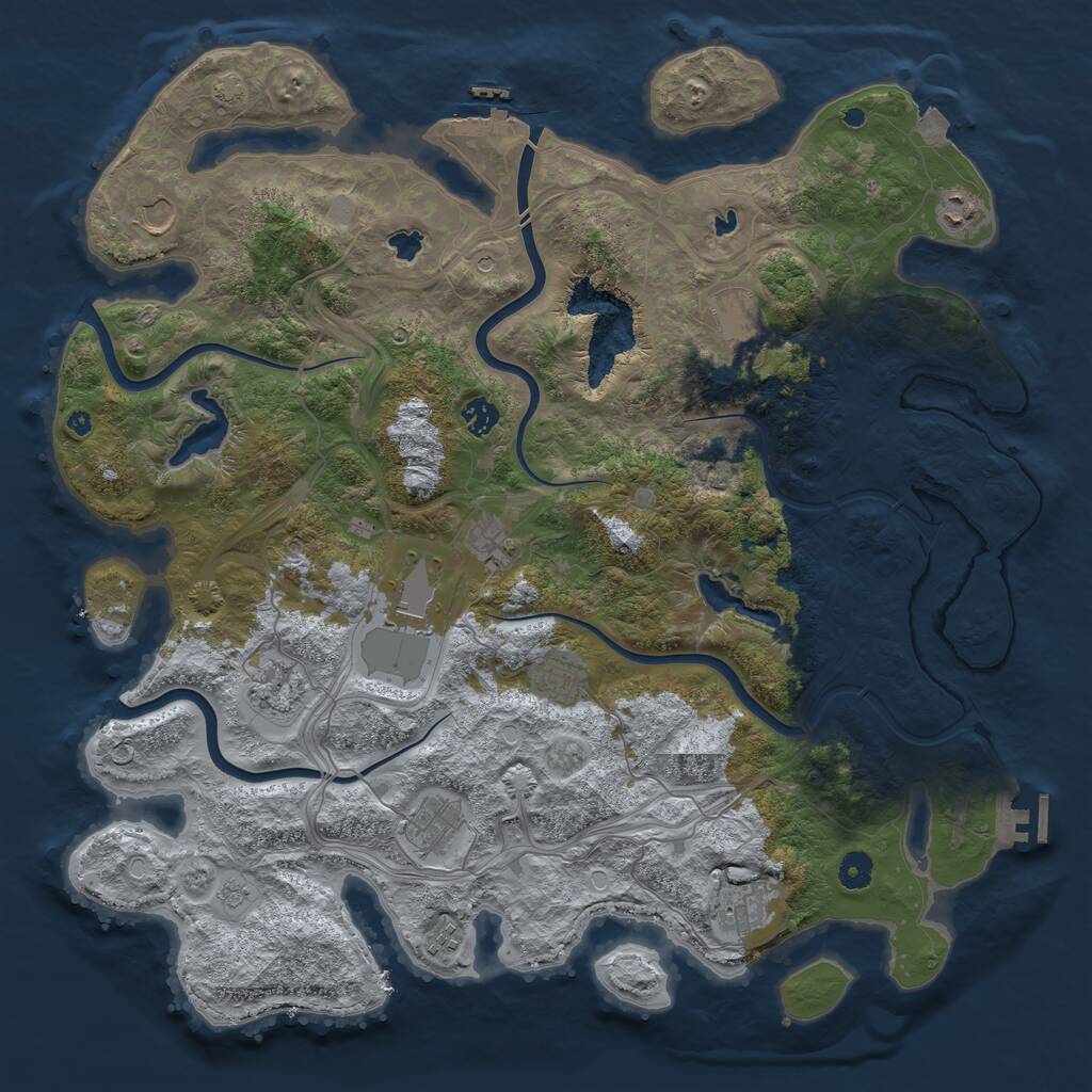Rust Map: Procedural Map, Size: 4500, Seed: 1430163541, 17 Monuments