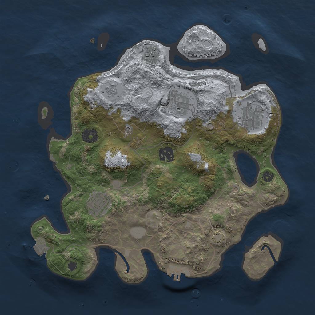 Rust Map: Procedural Map, Size: 3000, Seed: 28417, 12 Monuments