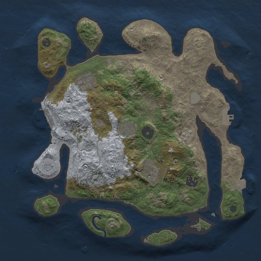 Rust Map: Procedural Map, Size: 3200, Seed: 1579663228, 13 Monuments