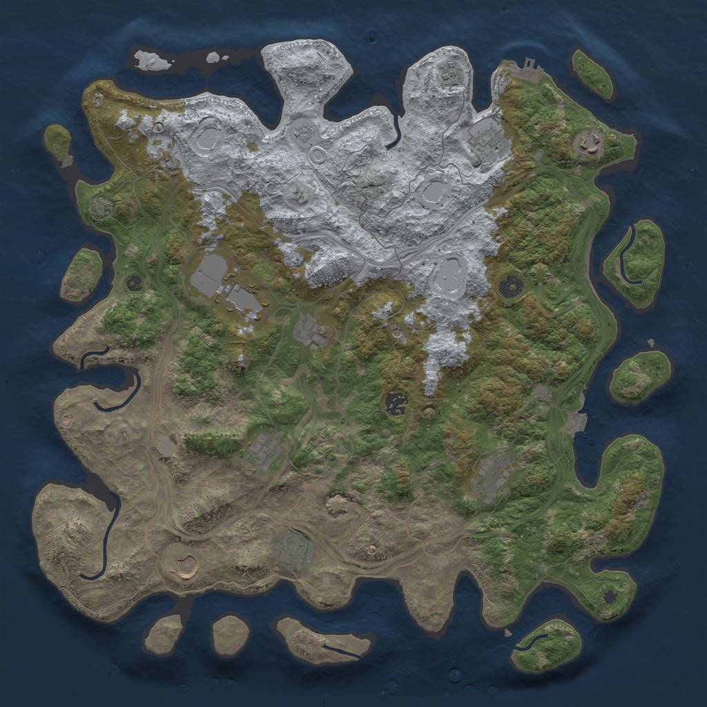 Rust Map: Procedural Map, Size: 4500, Seed: 144184651, 18 Monuments