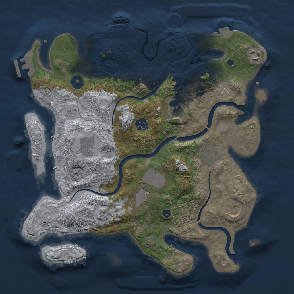 Rust Map: Procedural Map, Size: 3500, Seed: 1277488281, 14 Monuments