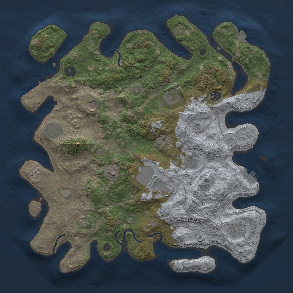 Rust Map: Procedural Map, Size: 4000, Seed: 240408878, 18 Monuments