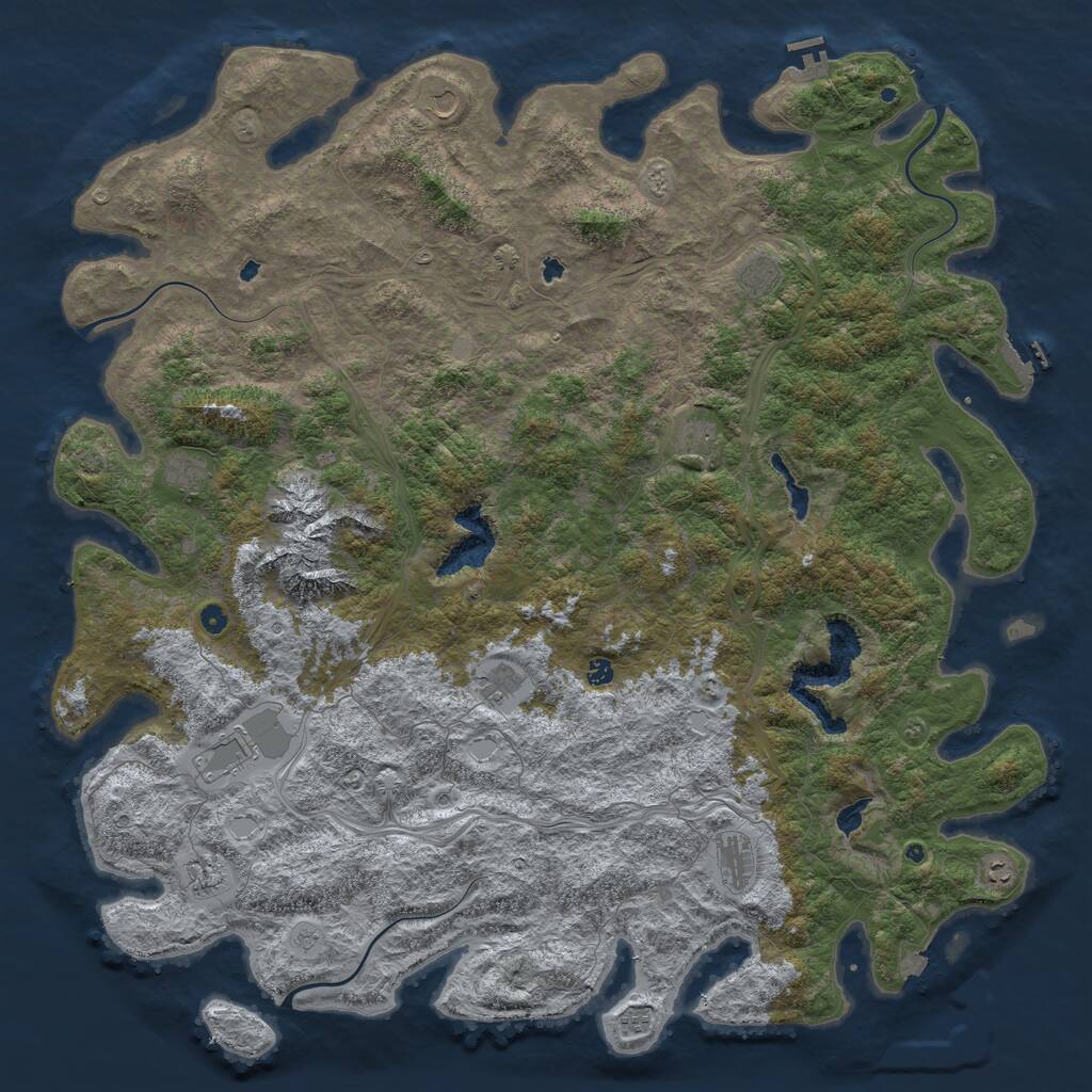 Rust Map: Procedural Map, Size: 6000, Seed: 648325498, 17 Monuments