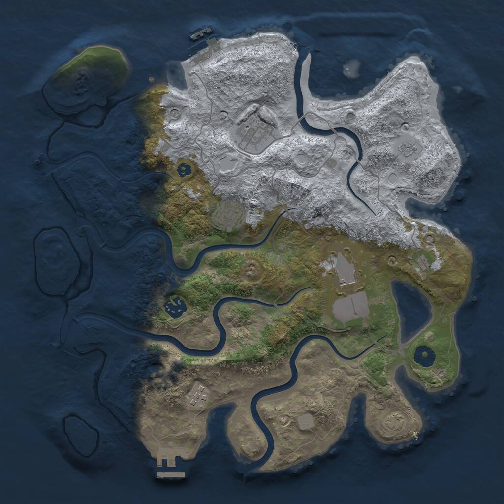 Rust Map: Procedural Map, Size: 3600, Seed: 74926504, 11 Monuments