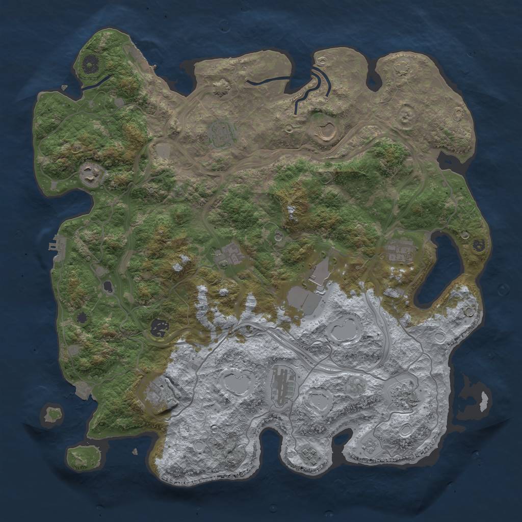Rust Map: Procedural Map, Size: 4250, Seed: 2105283429, 19 Monuments