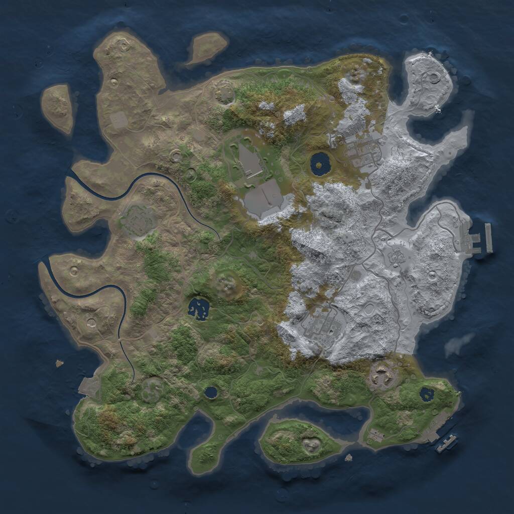 Rust Map: Procedural Map, Size: 3500, Seed: 1180075730, 12 Monuments