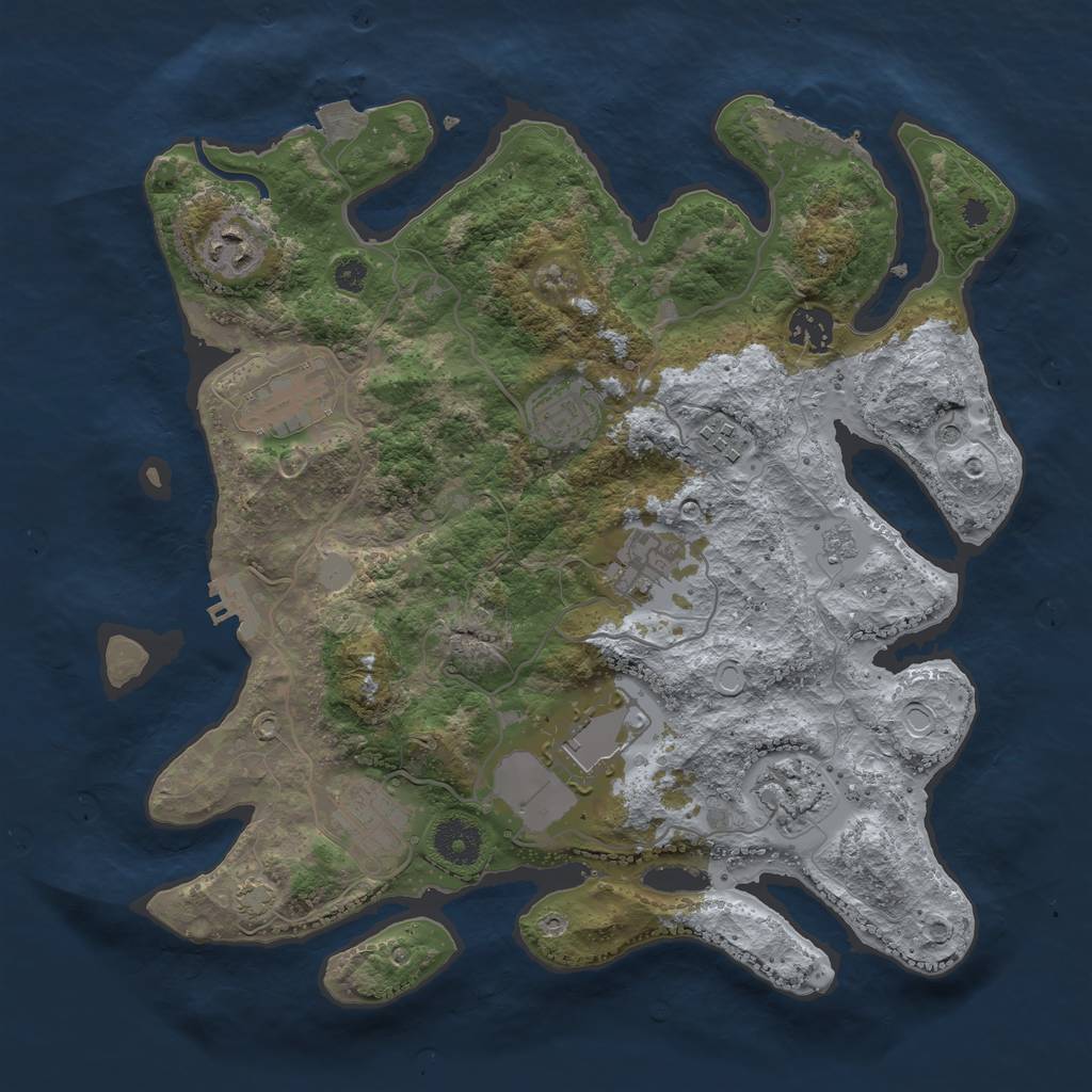 Rust Map: Procedural Map, Size: 3500, Seed: 1521250790, 17 Monuments