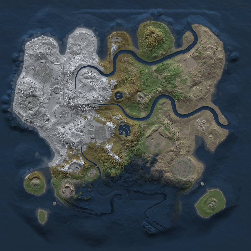 Rust Map: Procedural Map, Size: 3000, Seed: 1579394000, 12 Monuments