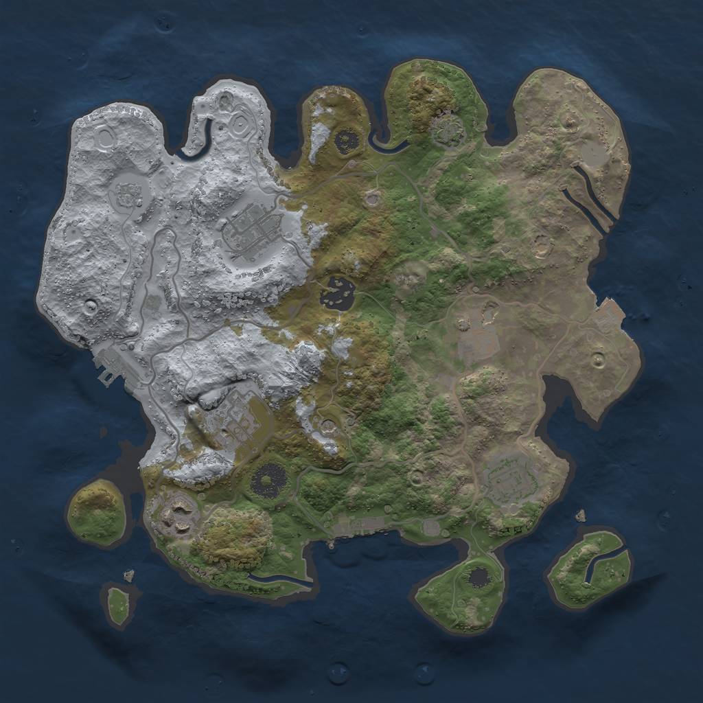 Rust Map: Procedural Map, Size: 3000, Seed: 1579394000, 14 Monuments