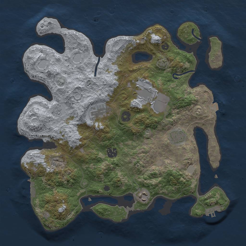 Rust Map: Procedural Map, Size: 3500, Seed: 831986575, 13 Monuments