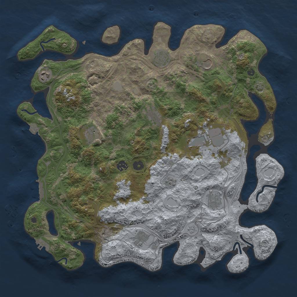 Rust Map: Procedural Map, Size: 4250, Seed: 1145144073, 18 Monuments