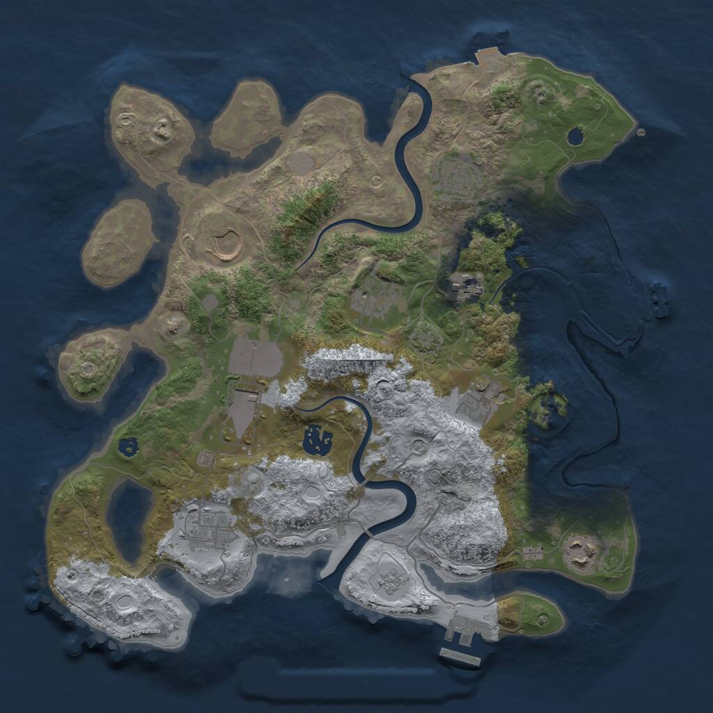 Rust Map: Procedural Map, Size: 3500, Seed: 9763175, 15 Monuments