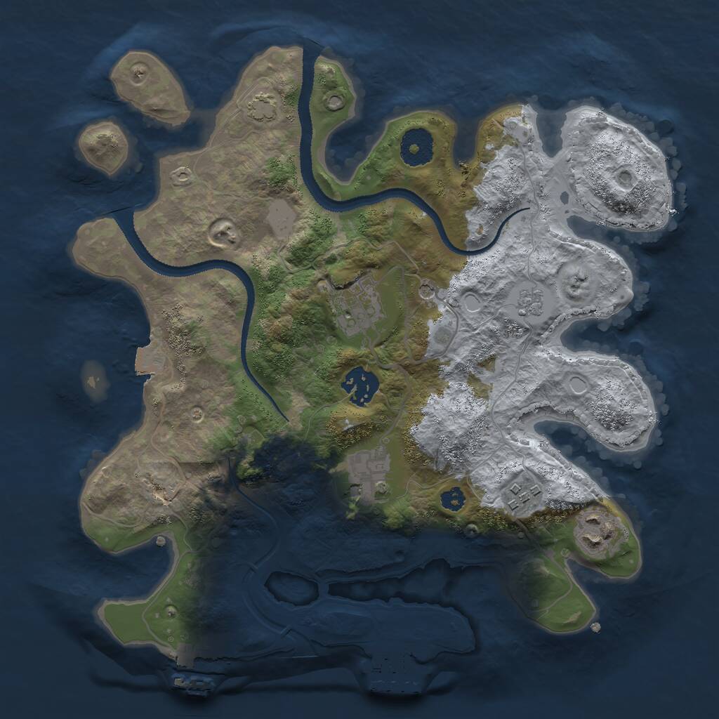 Rust Map: Procedural Map, Size: 3000, Seed: 7639042, 11 Monuments