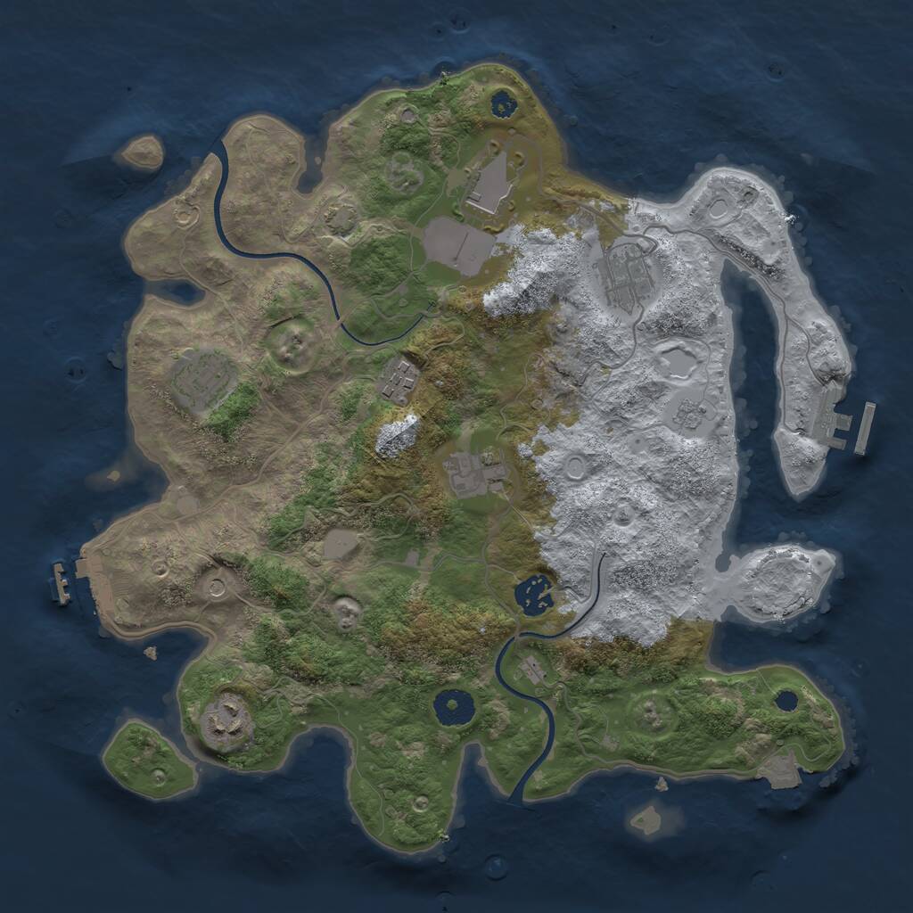 Rust Map: Procedural Map, Size: 3500, Seed: 864405770, 13 Monuments