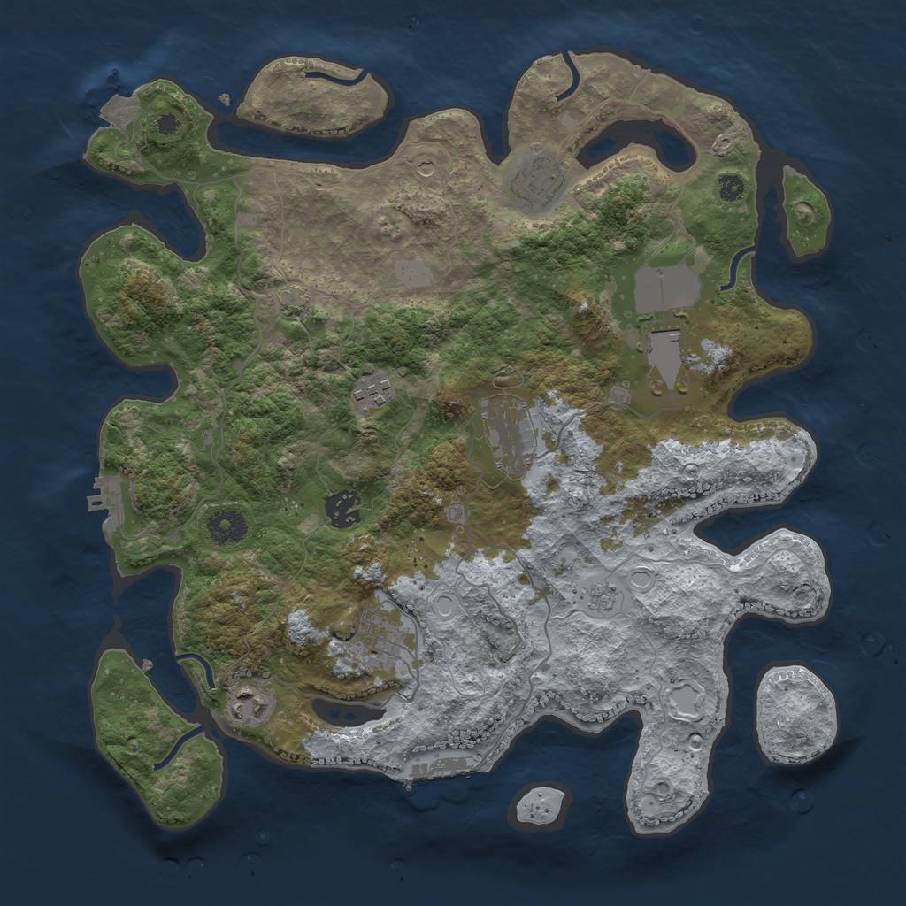 Rust Map: Procedural Map, Size: 3600, Seed: 549191466, 15 Monuments