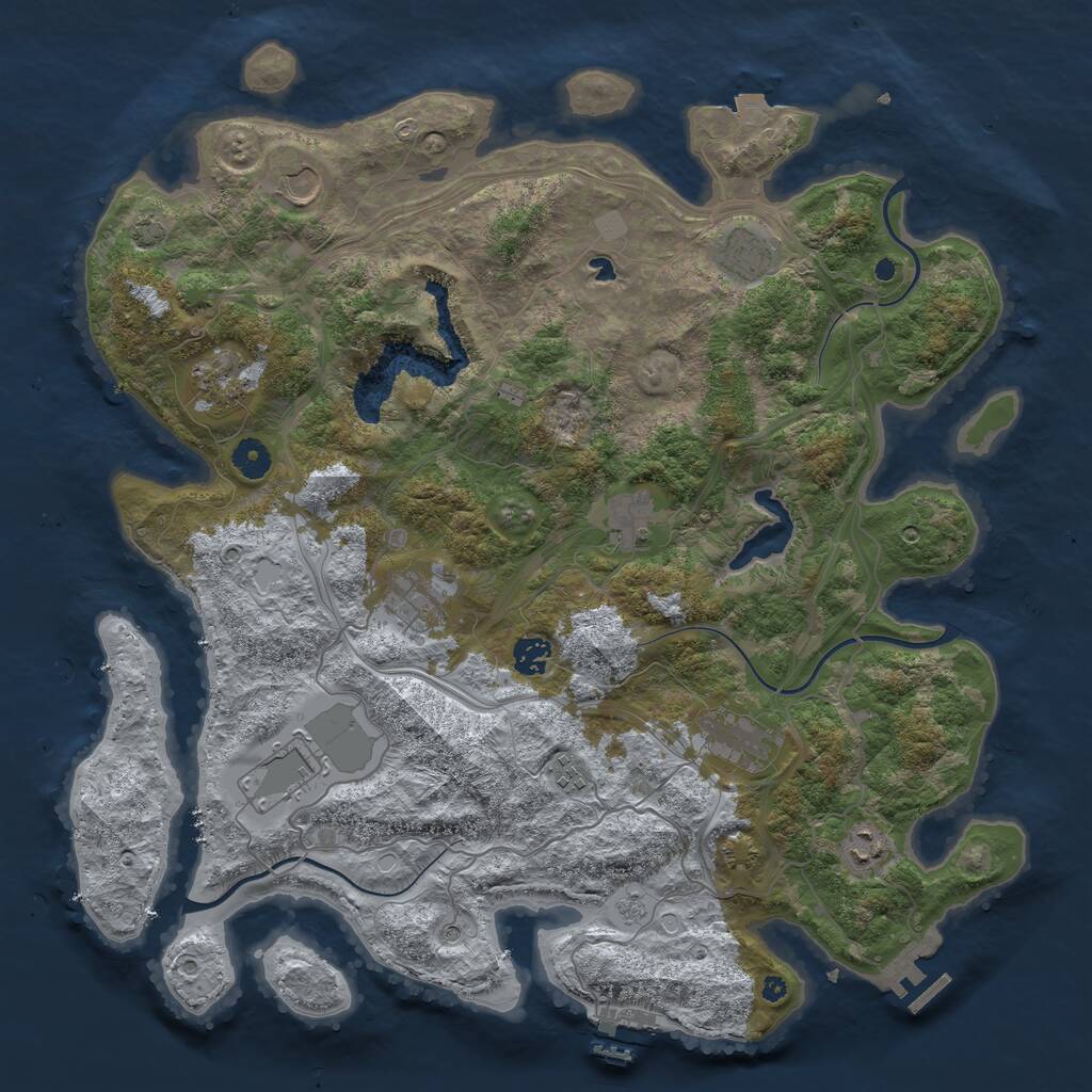 Rust Map: Procedural Map, Size: 4250, Seed: 2058626226, 16 Monuments