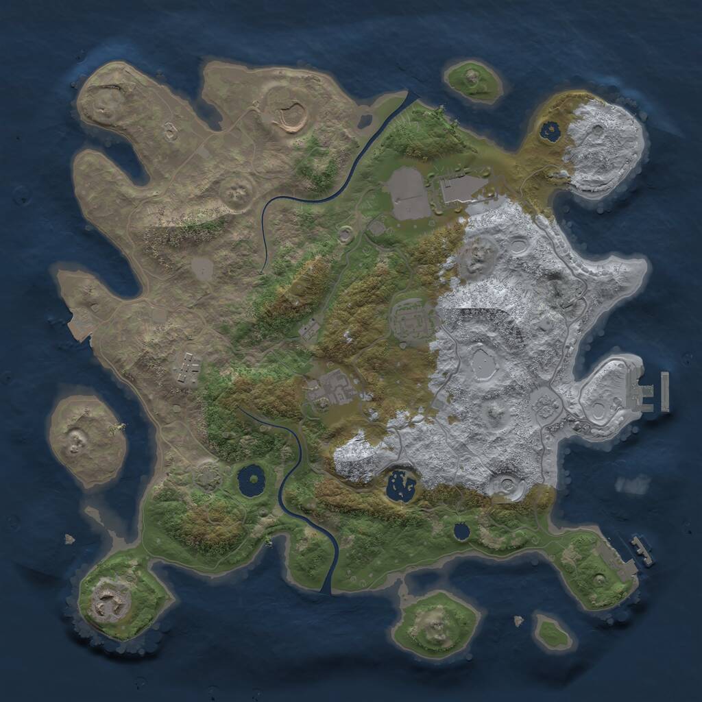 Rust Map: Procedural Map, Size: 3500, Seed: 1154782368, 13 Monuments