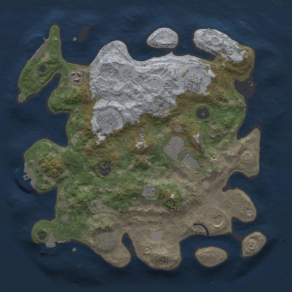 Rust Map: Procedural Map, Size: 3500, Seed: 184685337, 16 Monuments