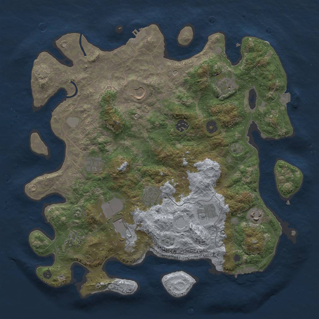 Rust Map: Procedural Map, Size: 3900, Seed: 964552397, 17 Monuments