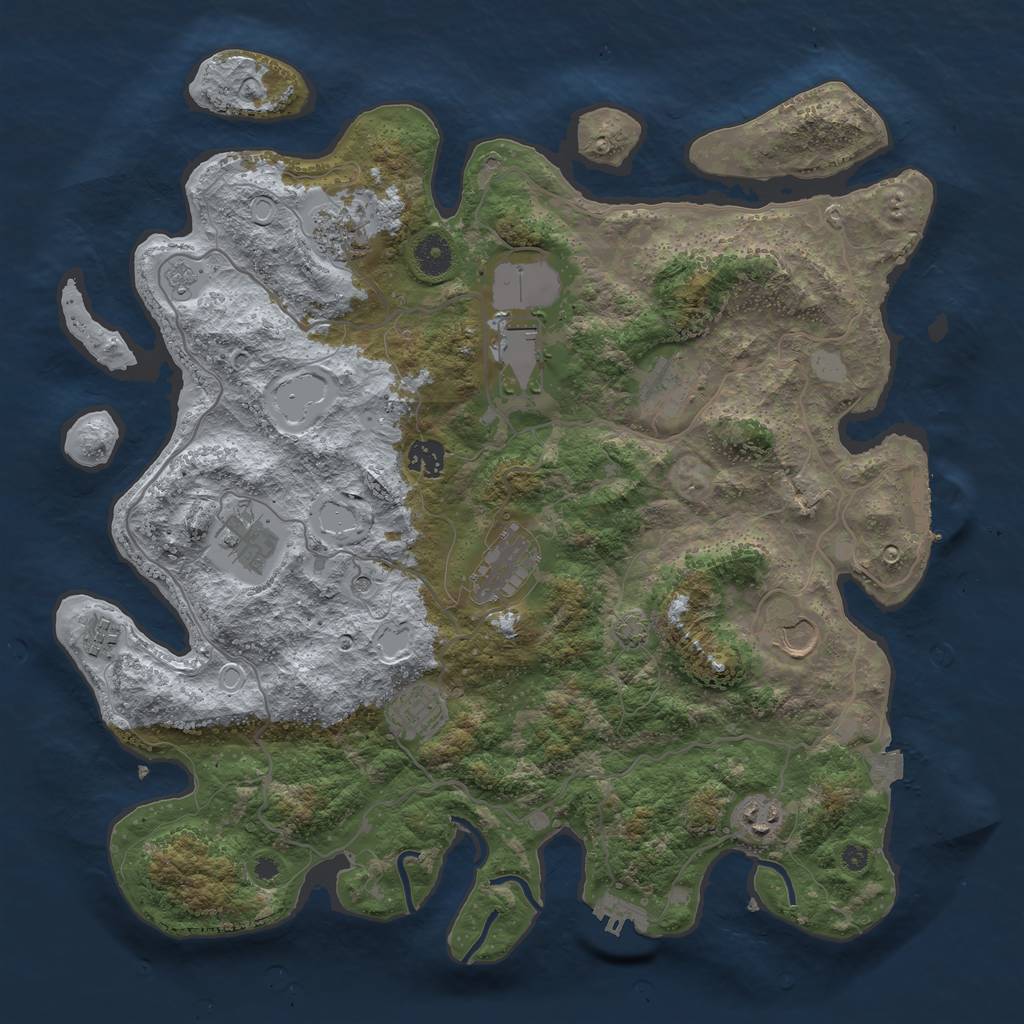 Rust Map: Procedural Map, Size: 4000, Seed: 353947737, 18 Monuments