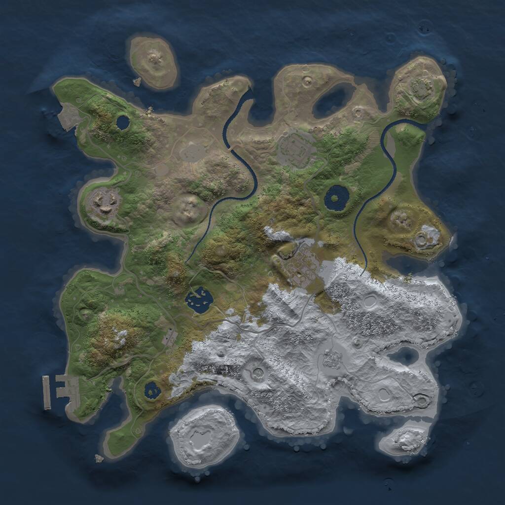 Rust Map: Procedural Map, Size: 3000, Seed: 1773570212, 9 Monuments