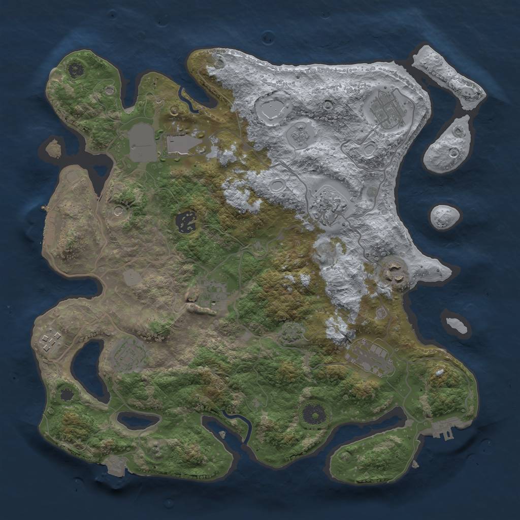 Rust Map: Procedural Map, Size: 3500, Seed: 69695, 17 Monuments