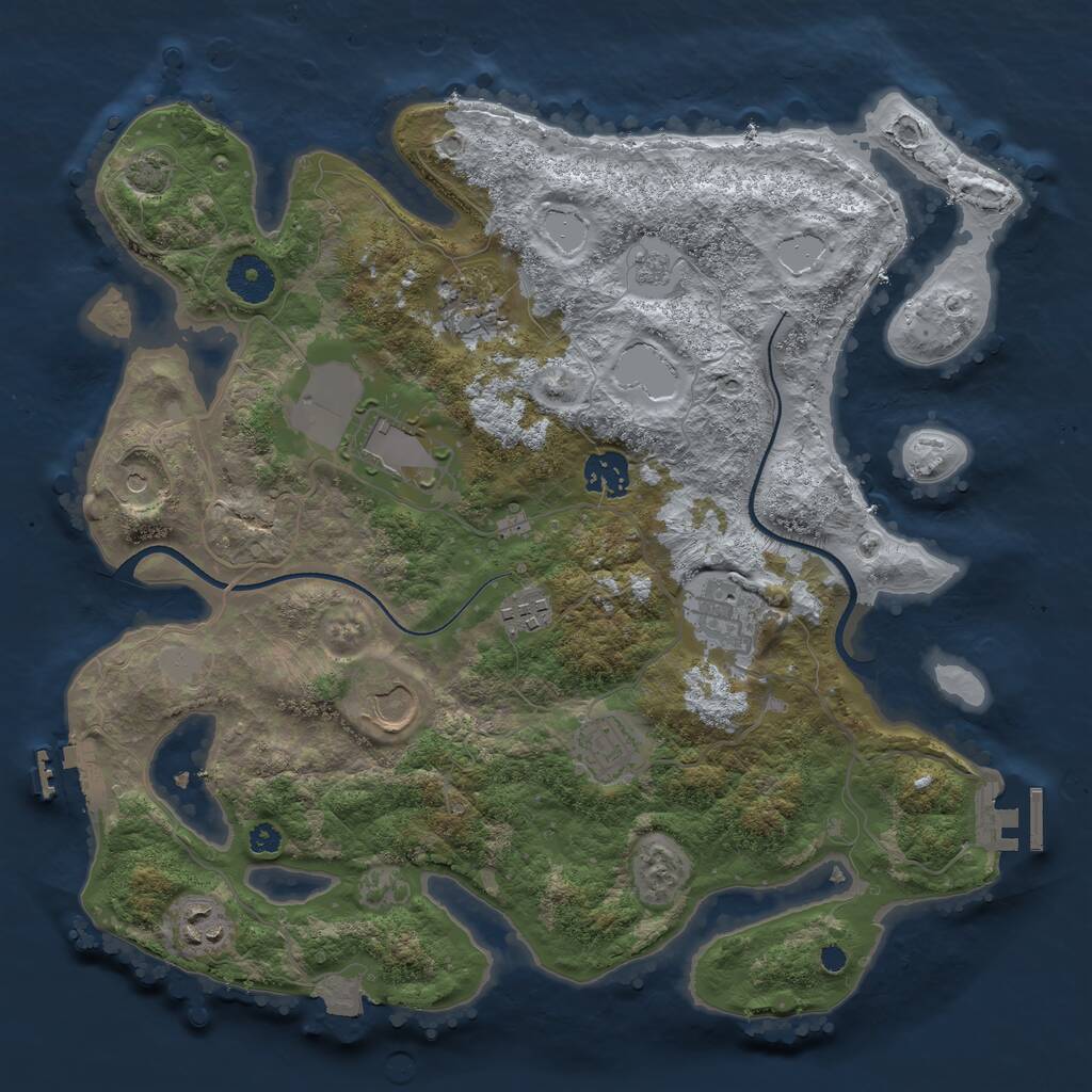 Rust Map: Procedural Map, Size: 3500, Seed: 69695, 14 Monuments