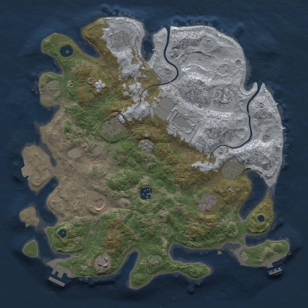 Rust Map: Procedural Map, Size: 3700, Seed: 174252572, 16 Monuments