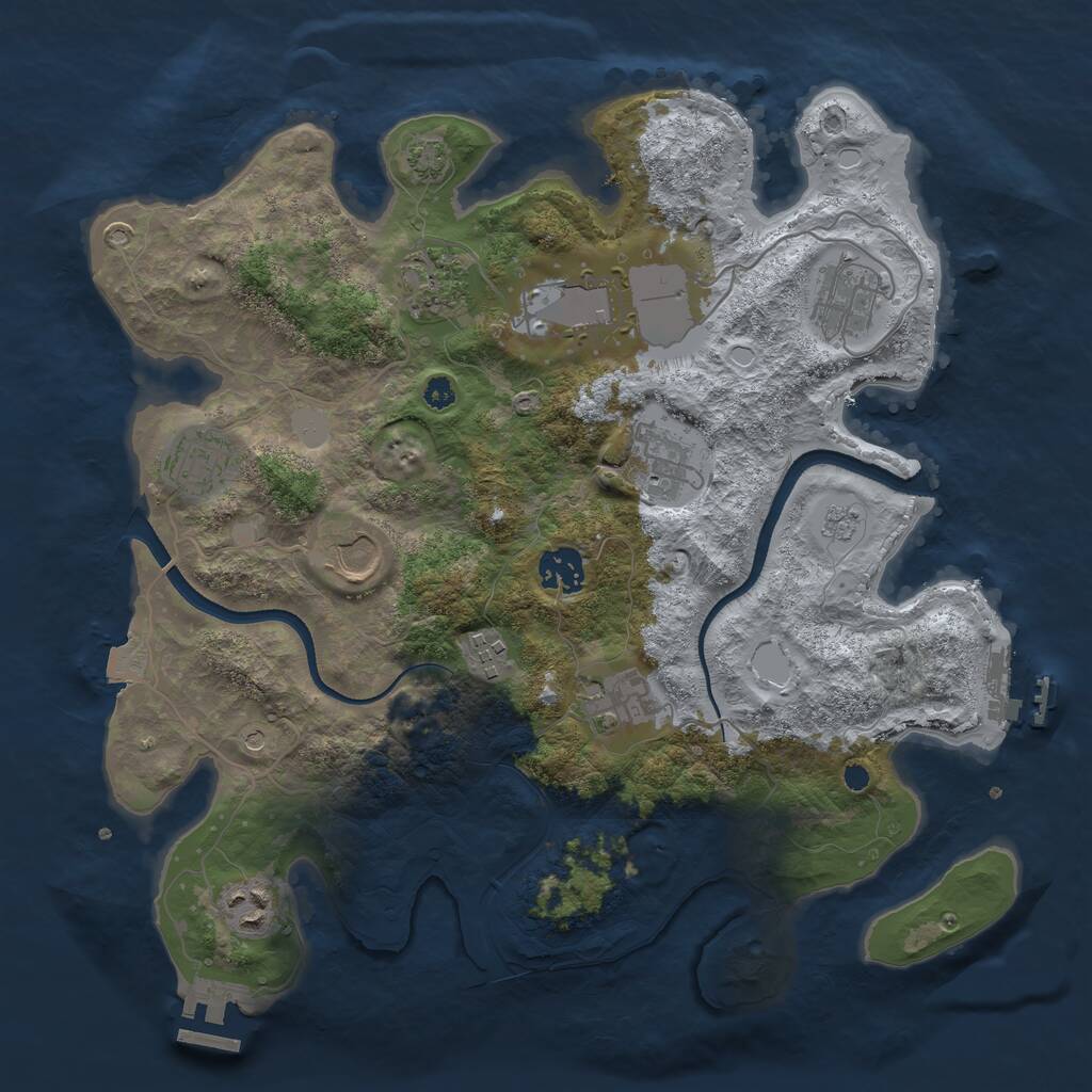 Rust Map: Procedural Map, Size: 3500, Seed: 950191640, 16 Monuments