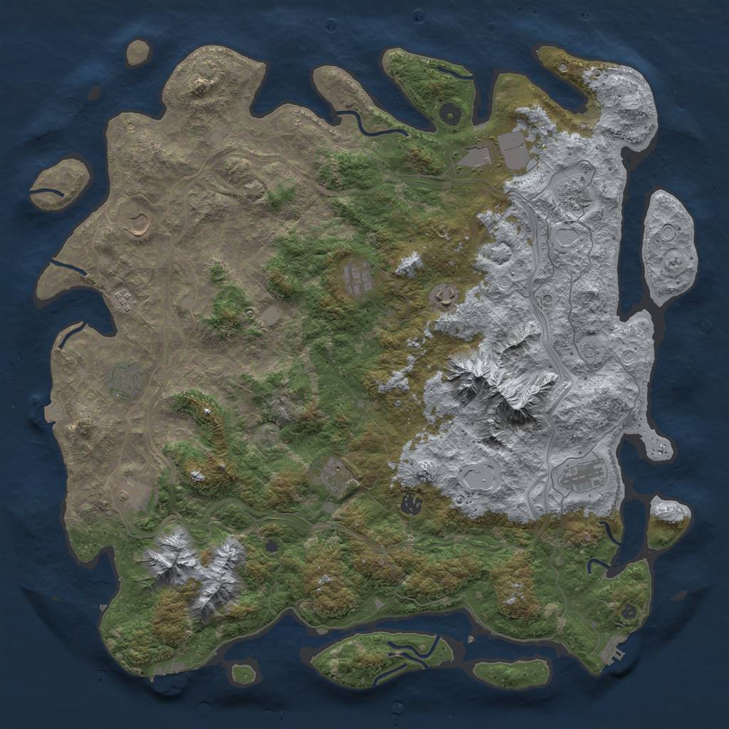 Rust Map: Procedural Map, Size: 5000, Seed: 1212121212, 19 Monuments