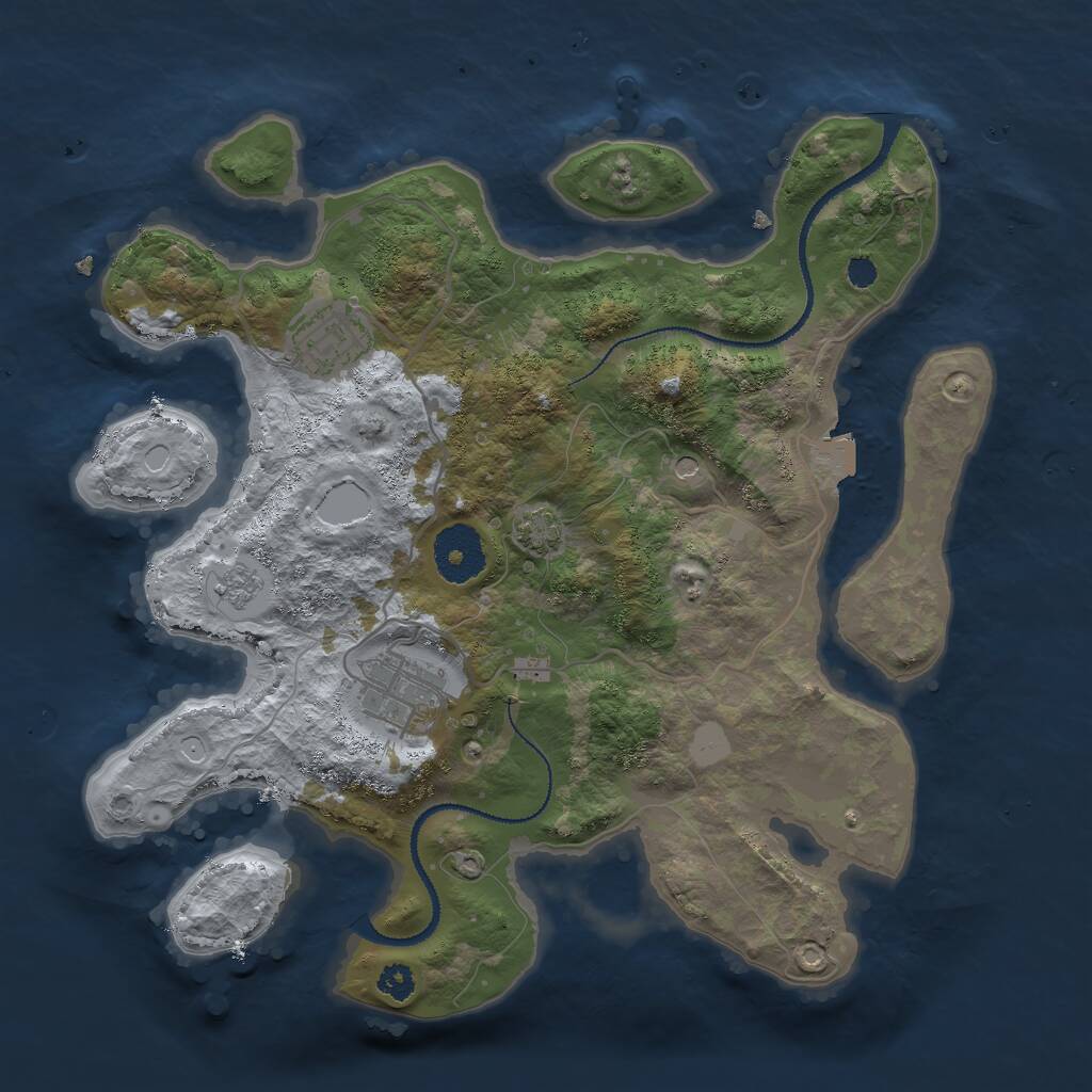 Rust Map: Procedural Map, Size: 3000, Seed: 1597736673, 6 Monuments