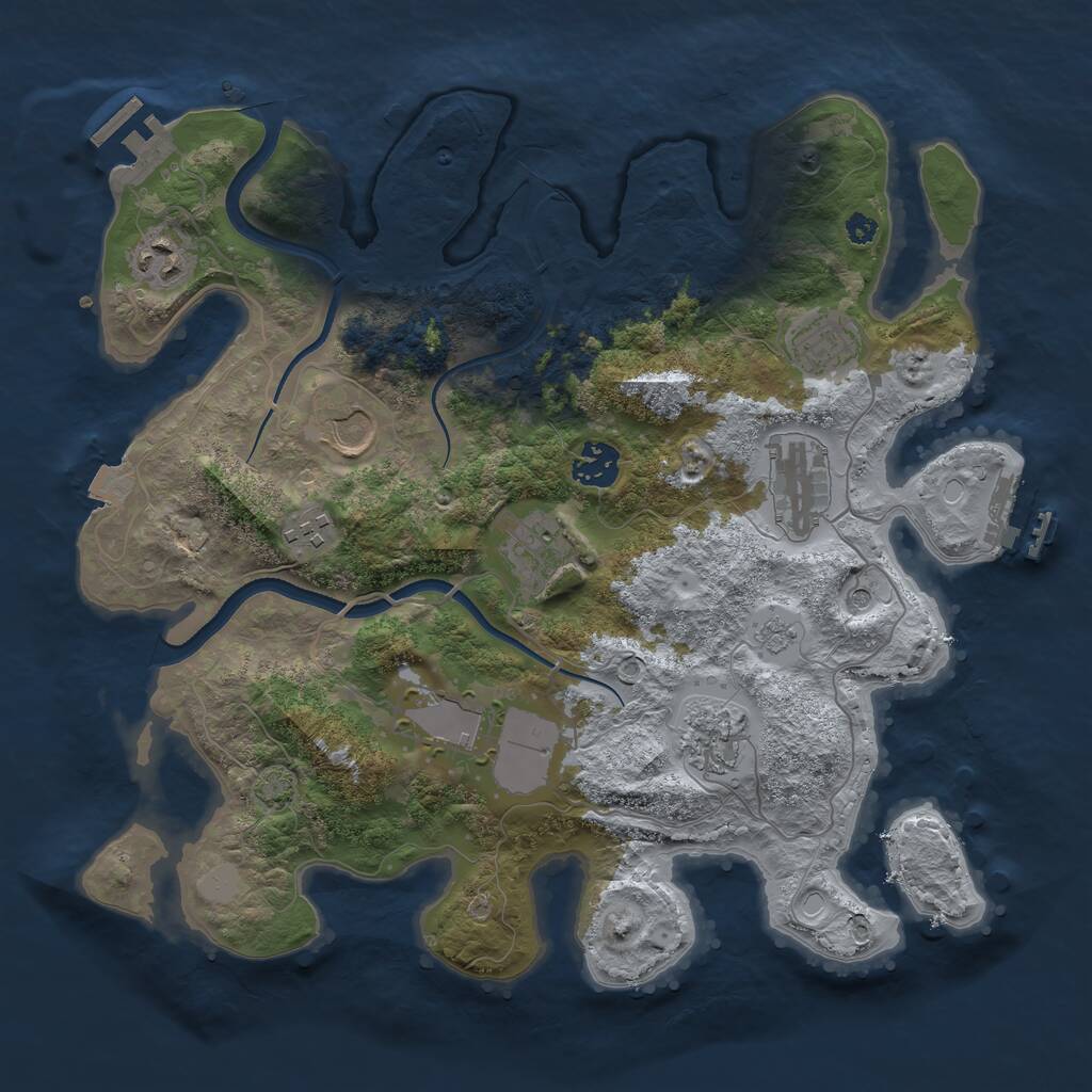 Rust Map: Procedural Map, Size: 3500, Seed: 251075, 15 Monuments