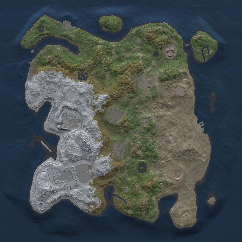 Rust Map: Procedural Map, Size: 3500, Seed: 1390621481, 16 Monuments