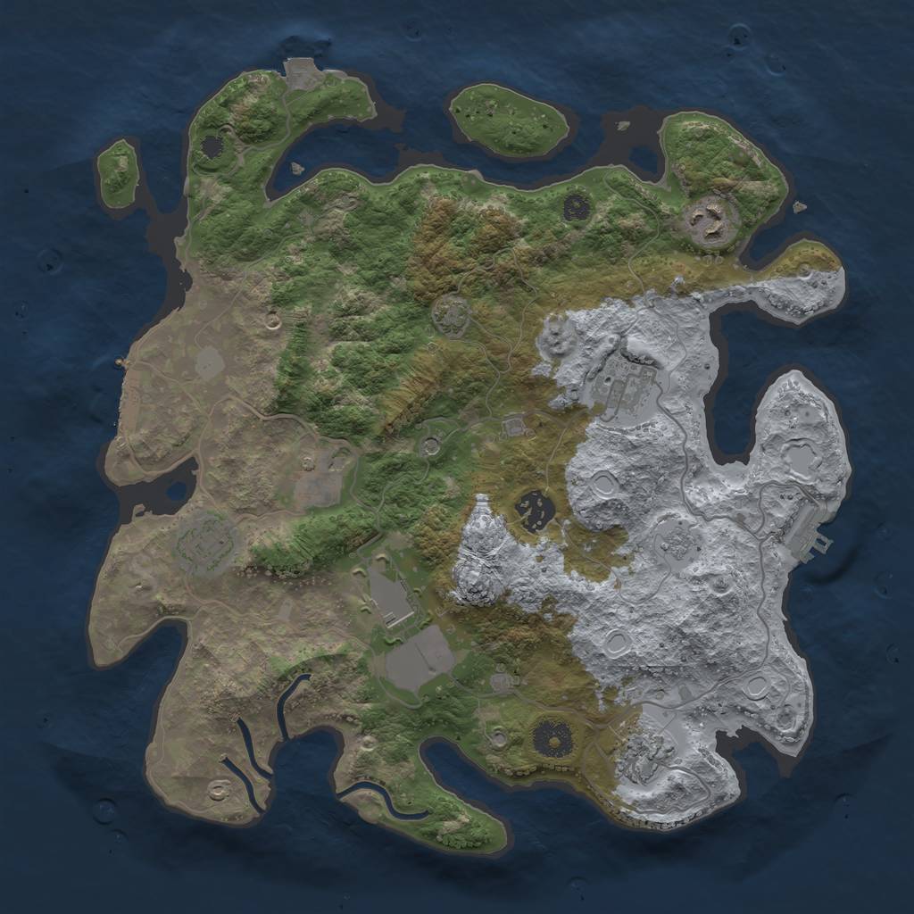 Rust Map: Procedural Map, Size: 3500, Seed: 1784037057, 15 Monuments