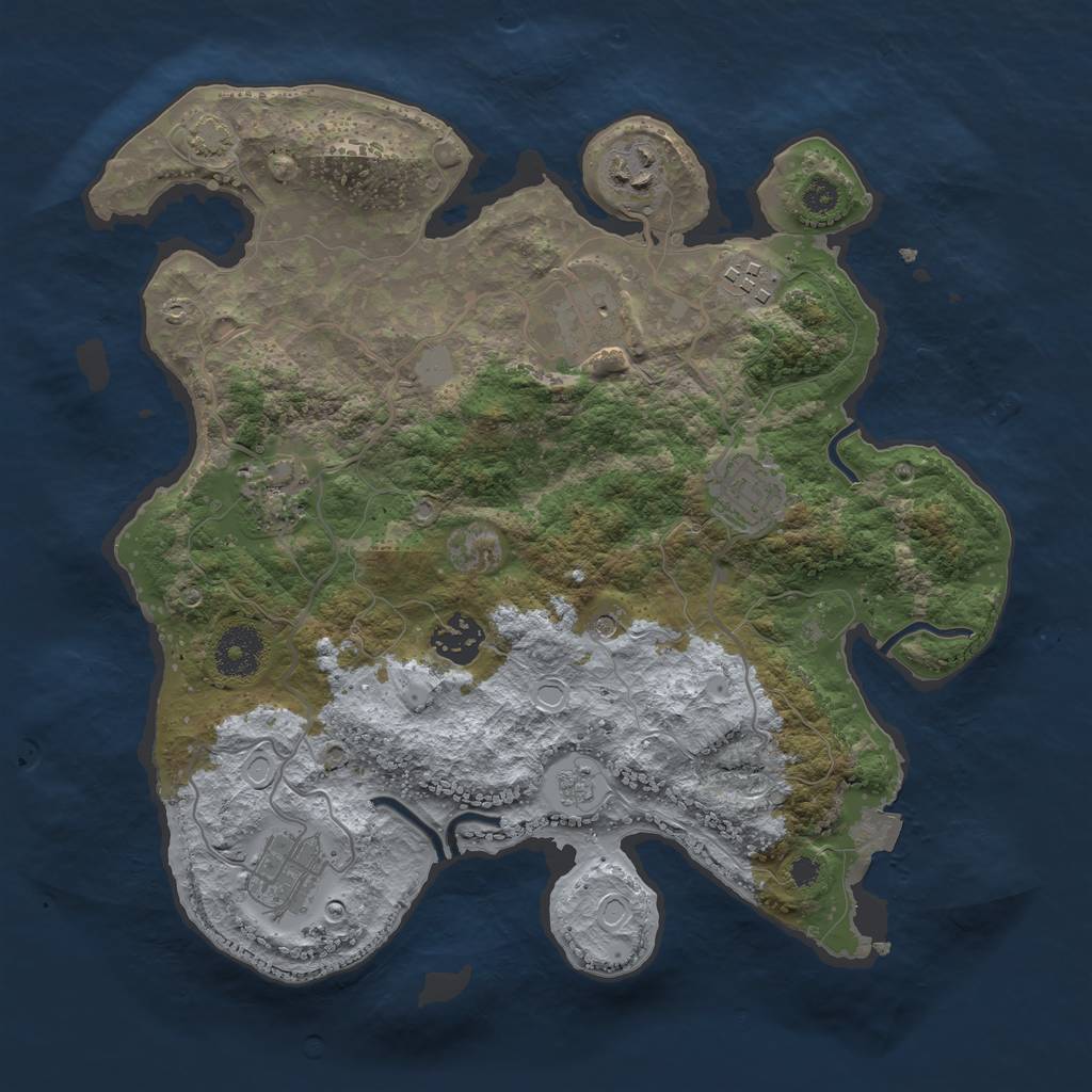 Rust Map: Procedural Map, Size: 3250, Seed: 474301133, 13 Monuments