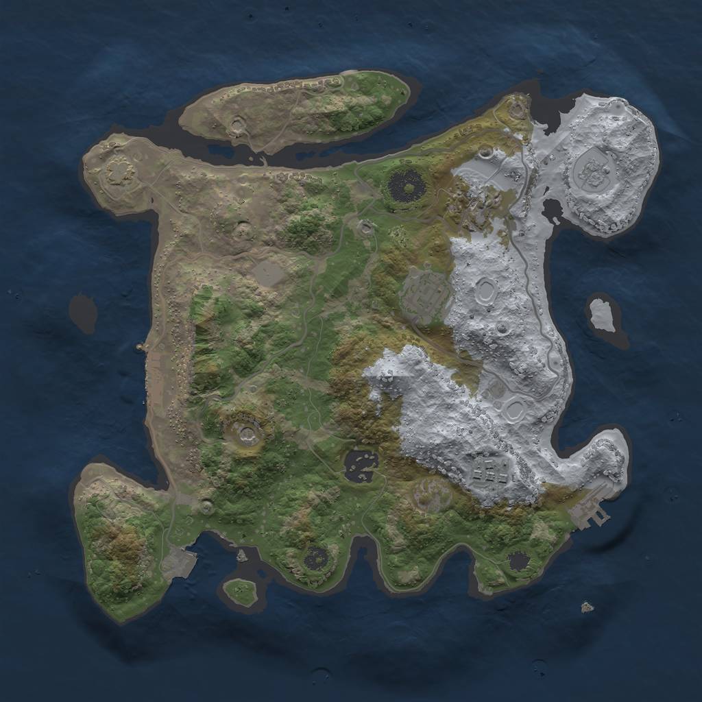 Rust Map: Procedural Map, Size: 3000, Seed: 1823162034, 12 Monuments
