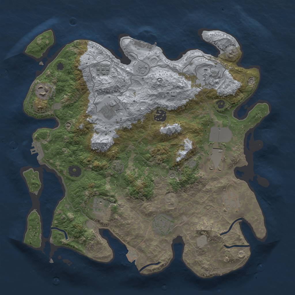 Rust Map: Procedural Map, Size: 3500, Seed: 1387121886, 17 Monuments