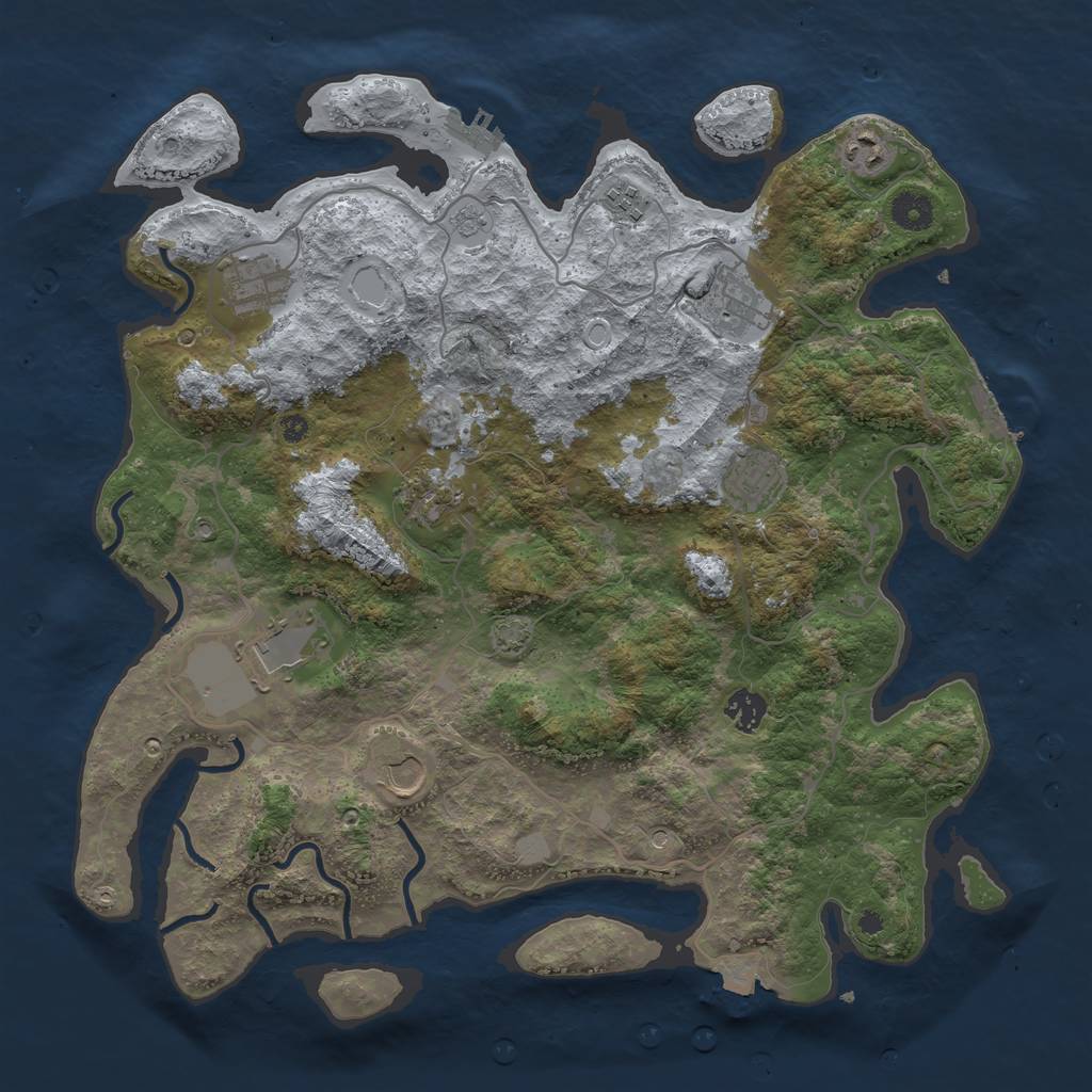Rust Map: Procedural Map, Size: 4000, Seed: 1196273428, 17 Monuments