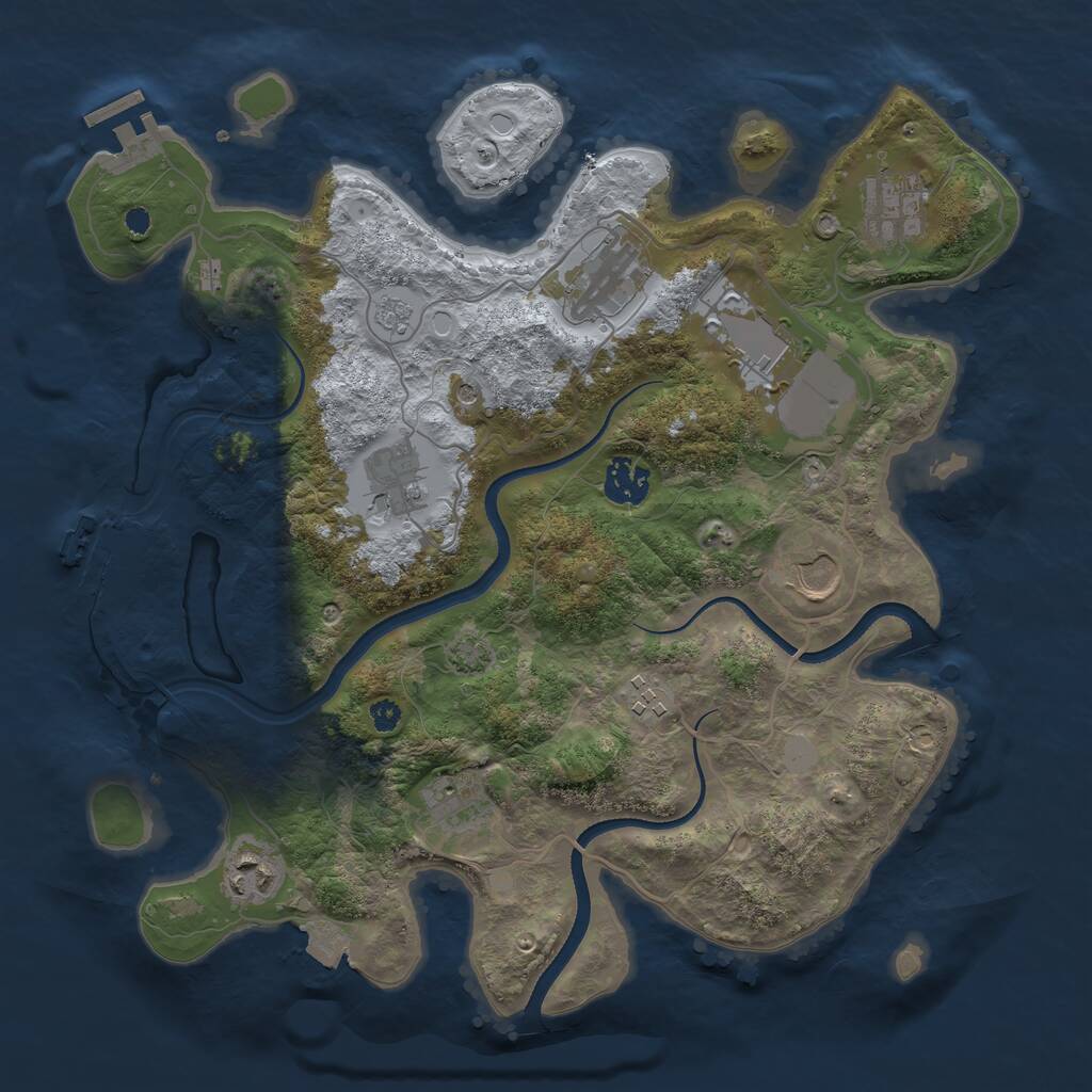 Rust Map: Procedural Map, Size: 3500, Seed: 1363766032, 15 Monuments